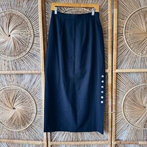 Vintage Black Lew Magram Button-Detail Skirt SZ 10